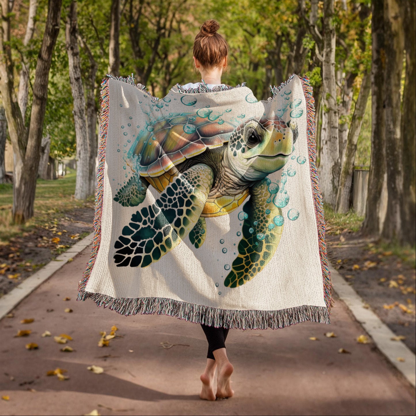 Cute Sea Turtle 004 - 50" x 60" Heirloom Woven Blanket