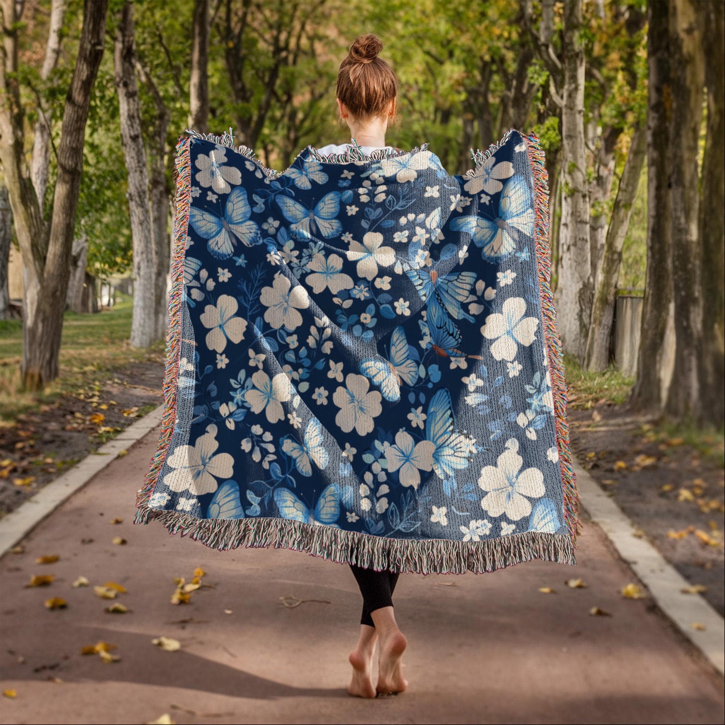 Butterflies And Flowers Pattern 028 - 50" x 60" Heirloom Woven Blanket
