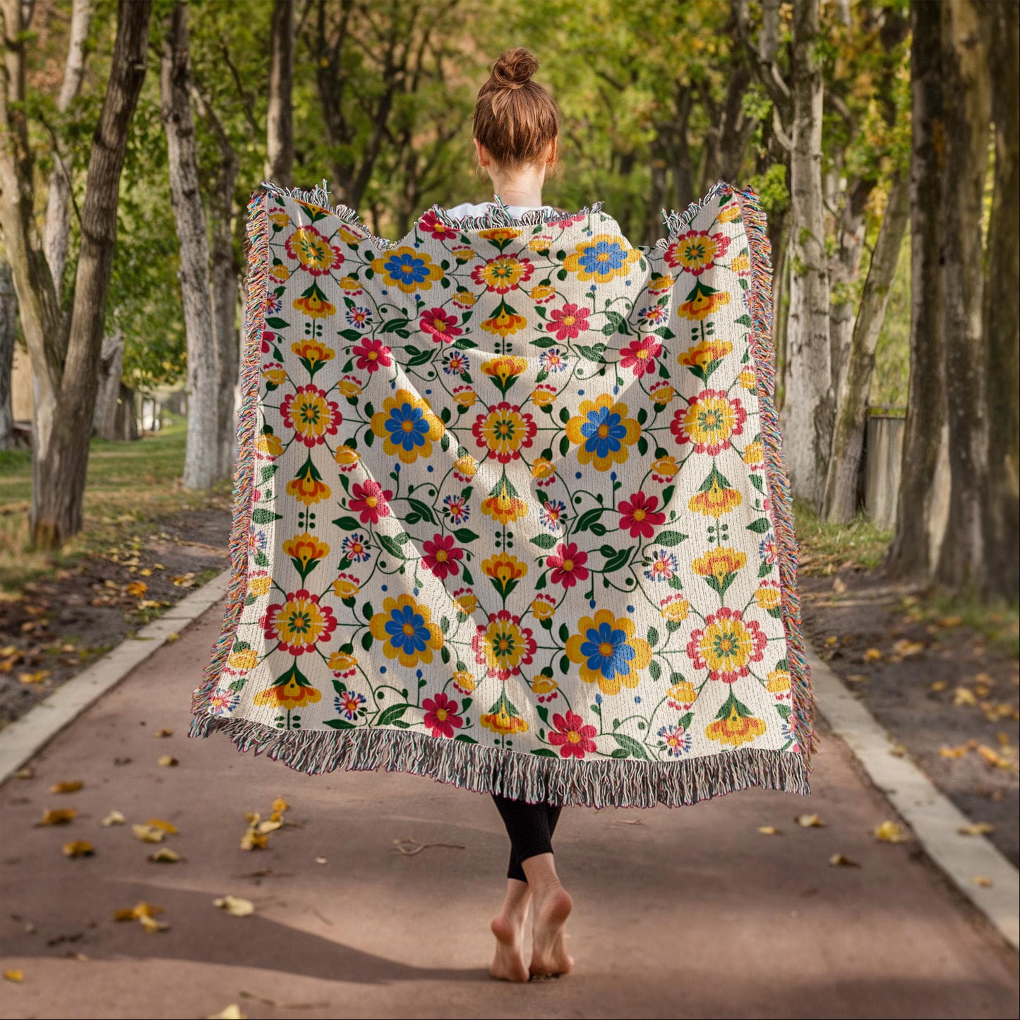Mexican Floral Fiesta Pattern 018 - 50" x 60" Heirloom Woven Blanket