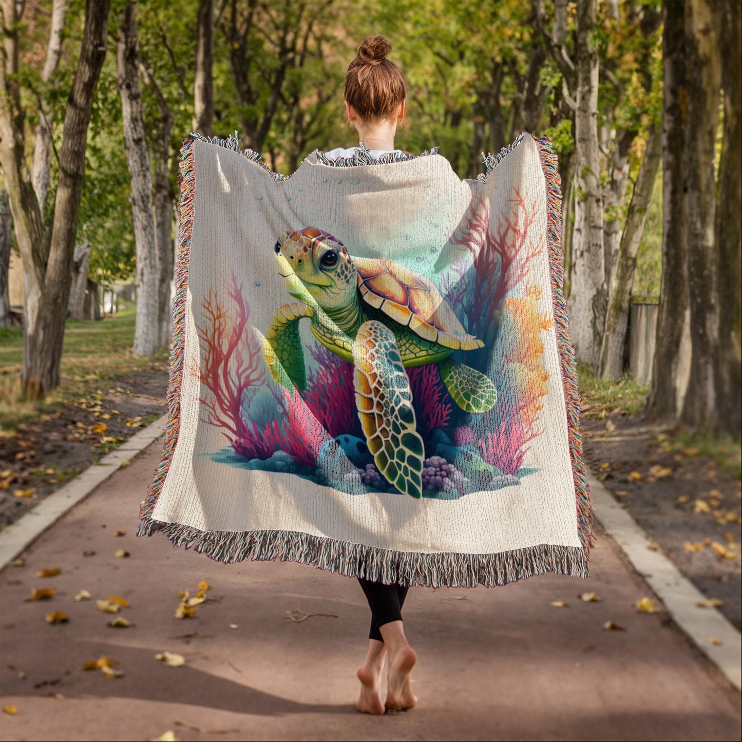 Cute Sea Turtle 006 - 50" x 60" Heirloom Woven Blanket