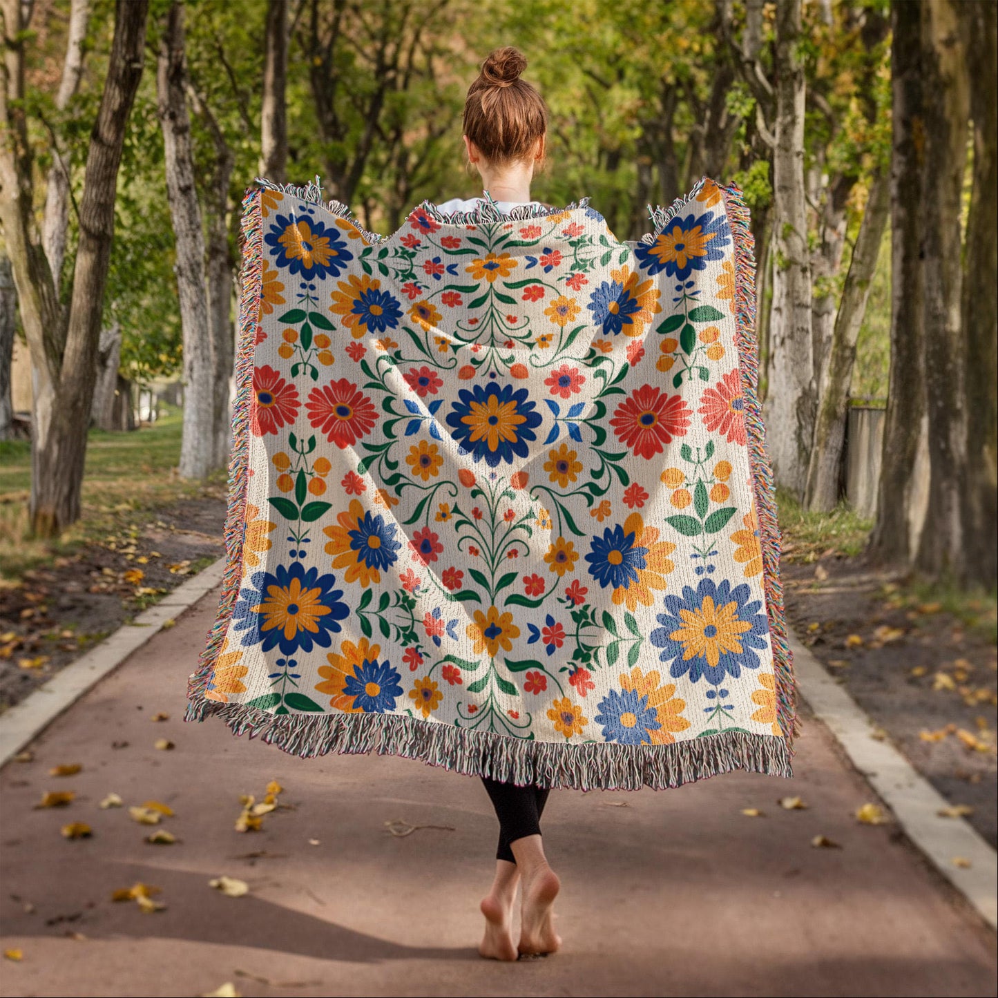Mexican Floral Fiesta Pattern 016 - 50" x 60" Heirloom Woven Blanket