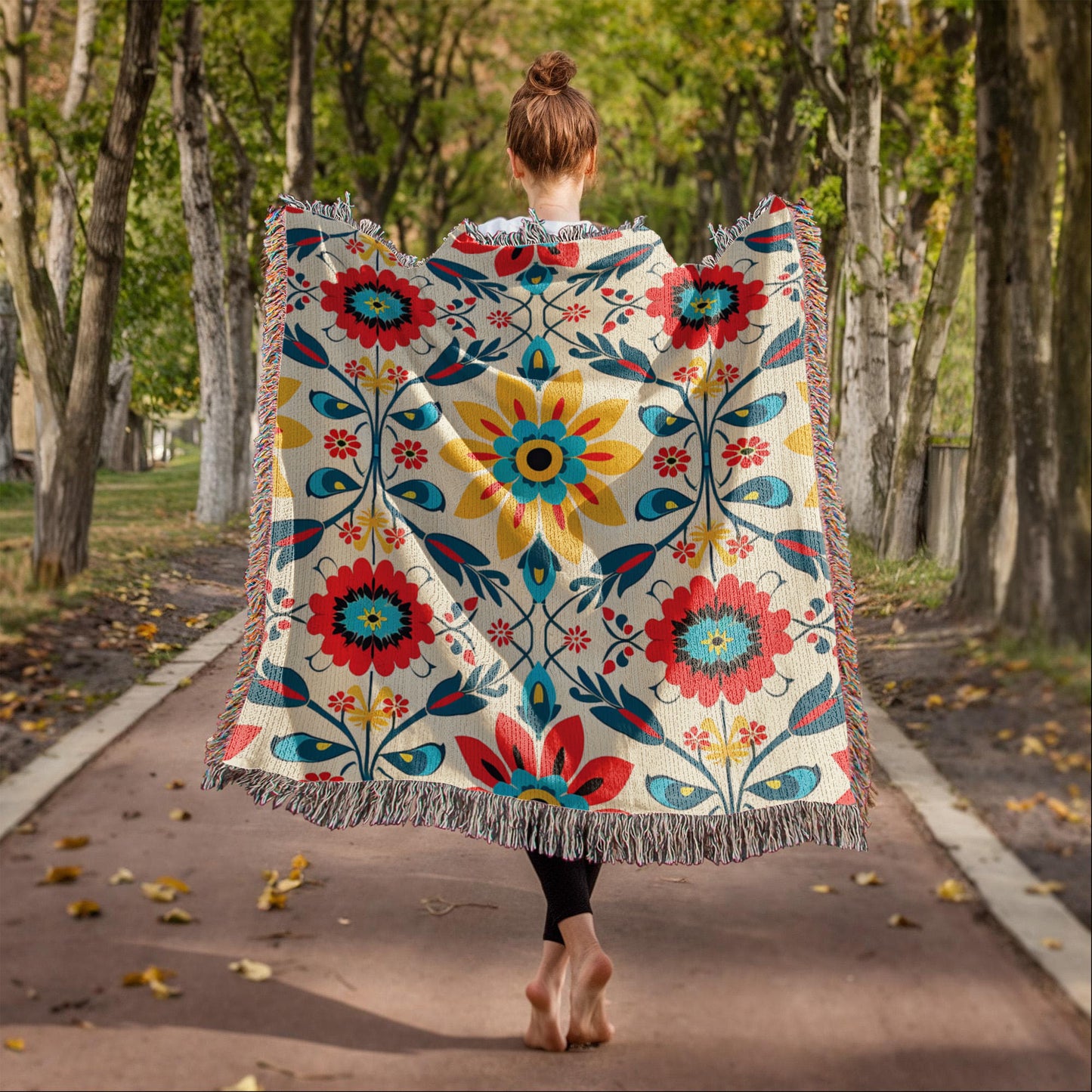 Mexican Floral Fiesta Pattern 041 - 50" x 60" Heirloom Woven Blanket