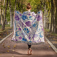 Blue And Purple Floral Pattern 016 - 50" x 60" Heirloom Woven Blanket