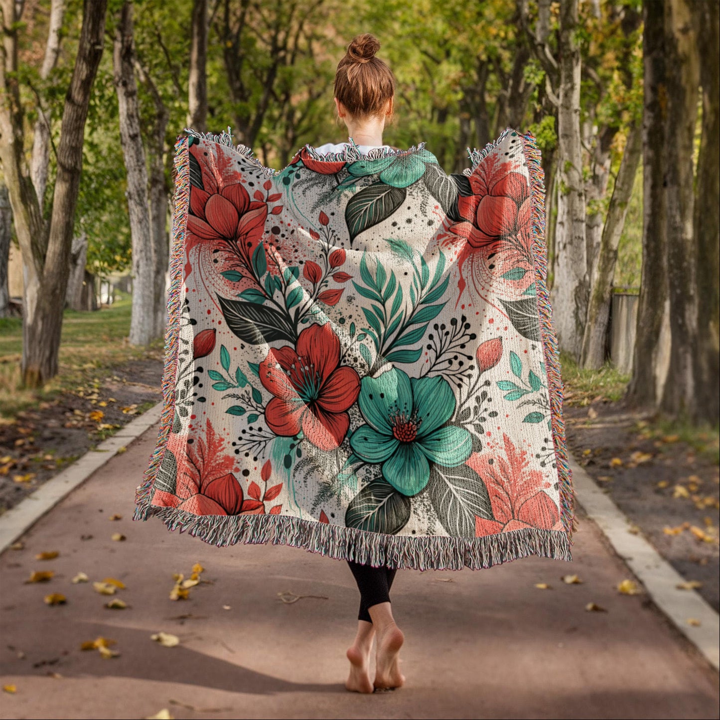 Oversized Floral Pattern 002 - 50" x 60" Heirloom Woven Blanket