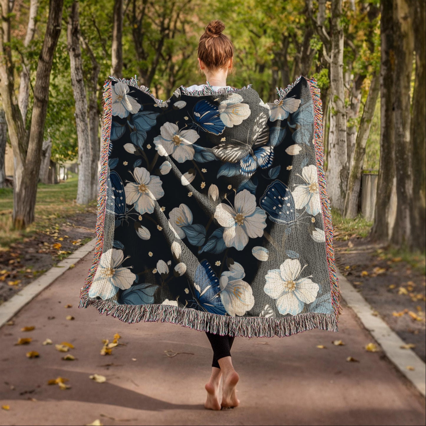 Butterflies And Flowers Pattern 019 - 50" x 60" Heirloom Woven Blanket