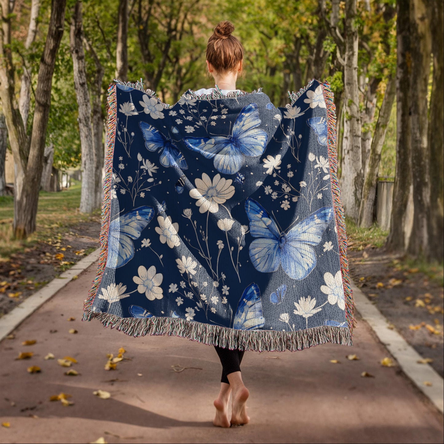 Butterflies And Flowers Pattern 014 - 50" x 60" Heirloom Woven Blanket