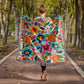 Mexican Floral Fiesta Pattern 050 - 50" x 60" Heirloom Woven Blanket