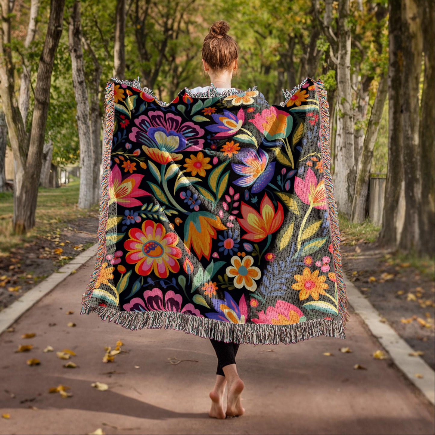 Mexican Floral Fiesta Pattern 052 - 50" x 60" Heirloom Woven Blanket
