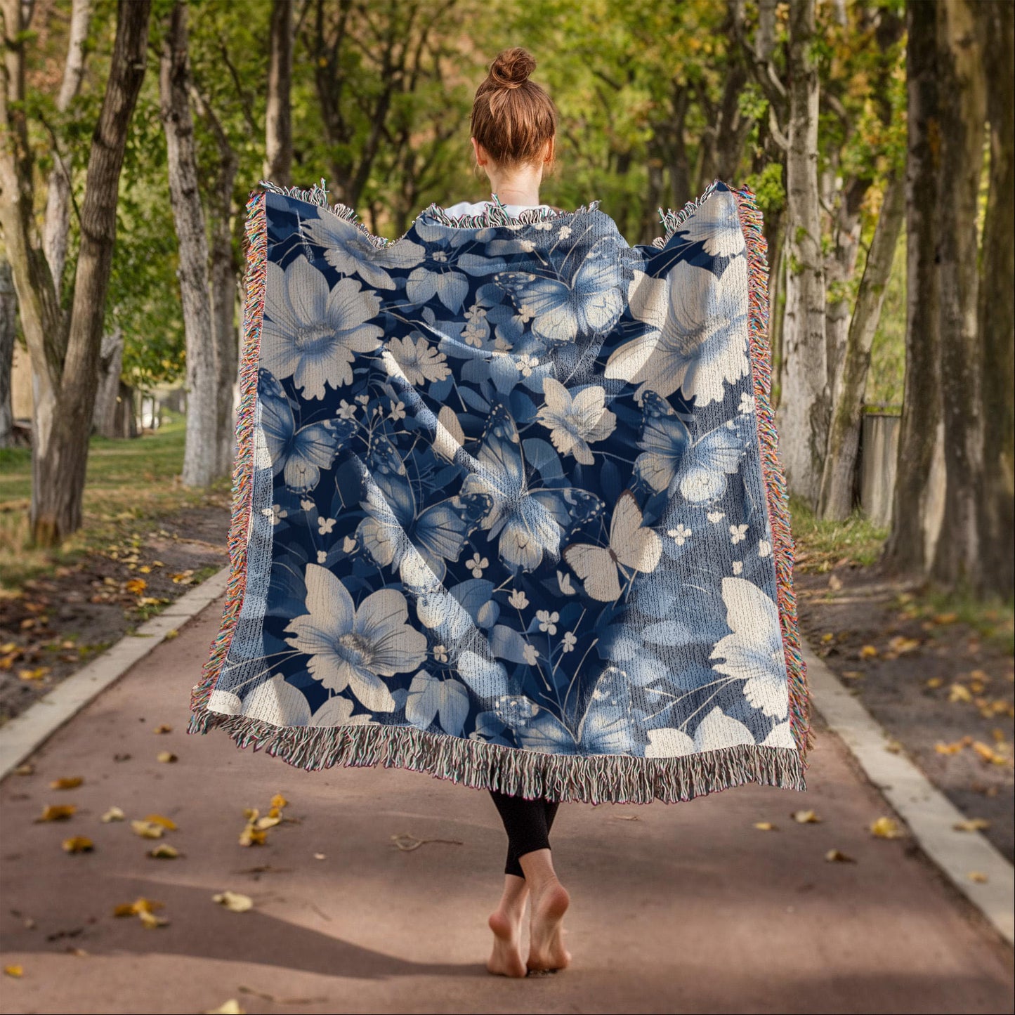 Butterflies And Flowers Pattern 004 - 50" x 60" Heirloom Woven Blanket