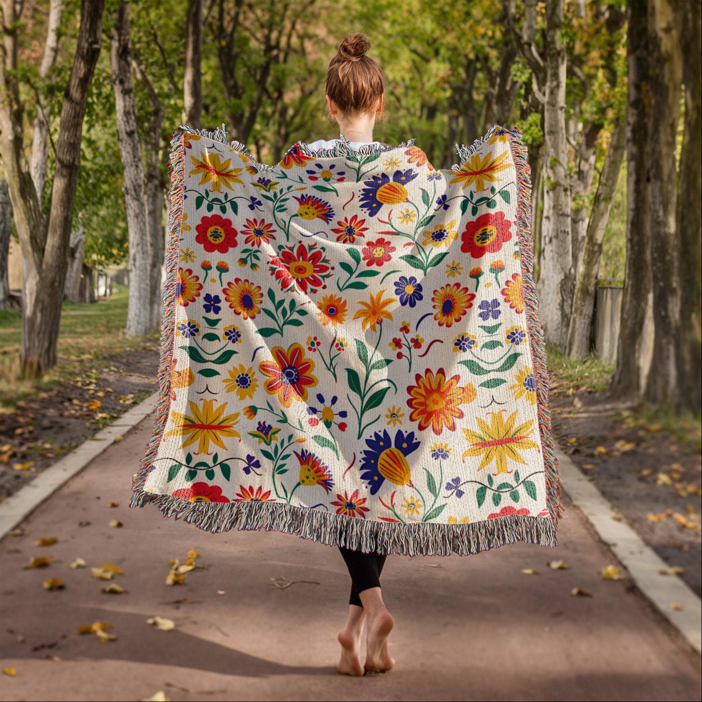 Mexican Floral Fiesta Pattern 024 - 50" x 60" Heirloom Woven Blanket