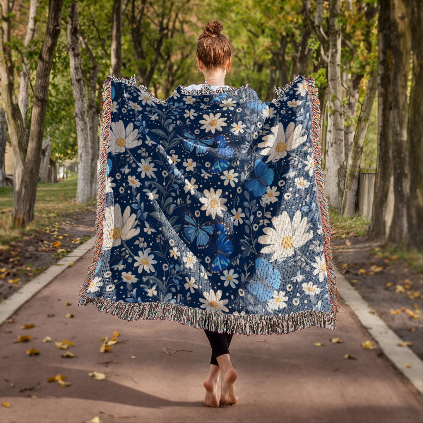 Butterflies And Flowers Pattern 018 - 50" x 60" Heirloom Woven Blanket
