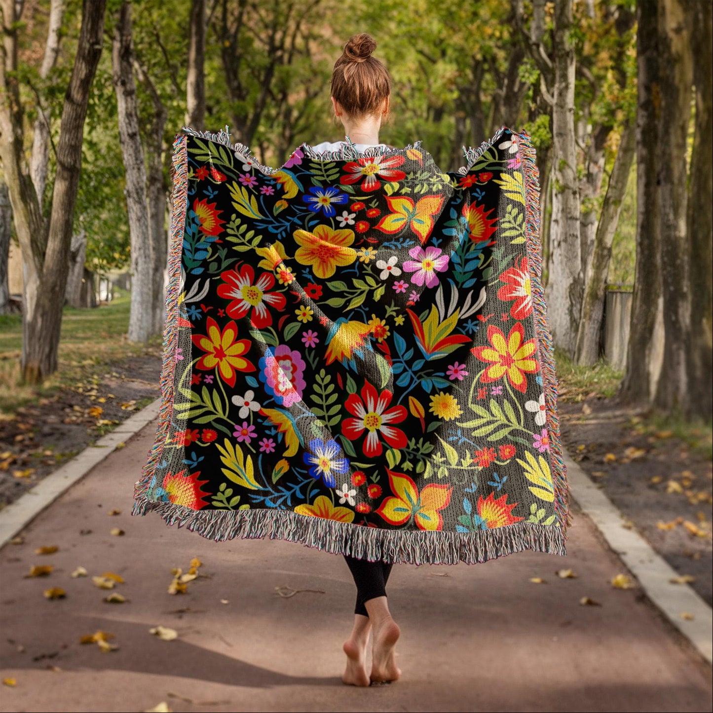 Mexican Floral Fiesta Pattern 037 - 50" x 60" Heirloom Woven Blanket