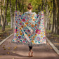 Mexican Floral Fiesta Pattern 013 - 50" x 60" Heirloom Woven Blanket