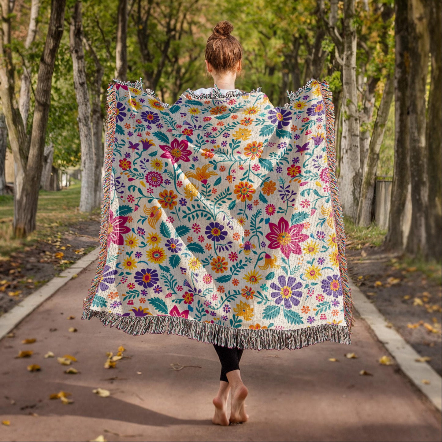 Mexican Floral Fiesta Pattern 013 - 50" x 60" Heirloom Woven Blanket