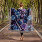 Blue And Purple Floral Pattern 021 - 50" x 60" Heirloom Woven Blanket