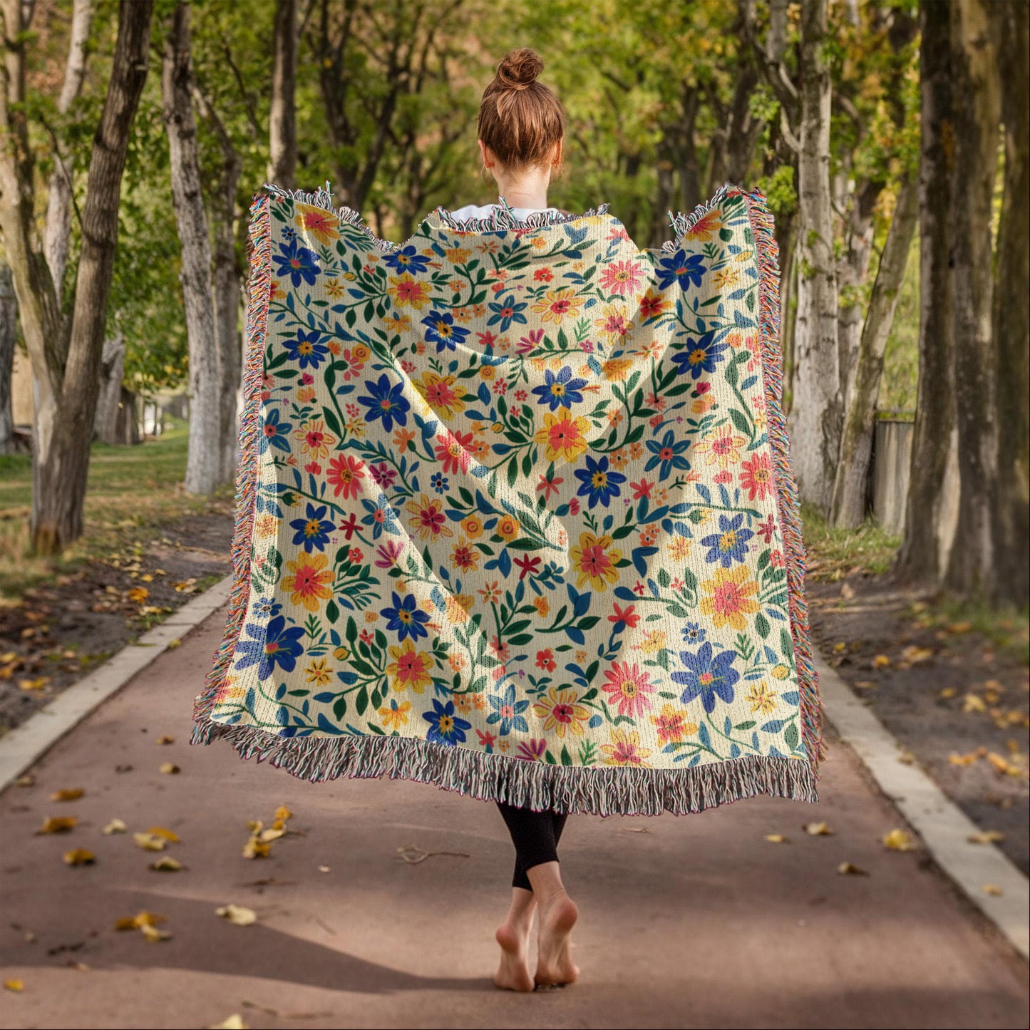 Mexican Floral Fiesta Pattern 006 - 50" x 60" Heirloom Woven Blanket