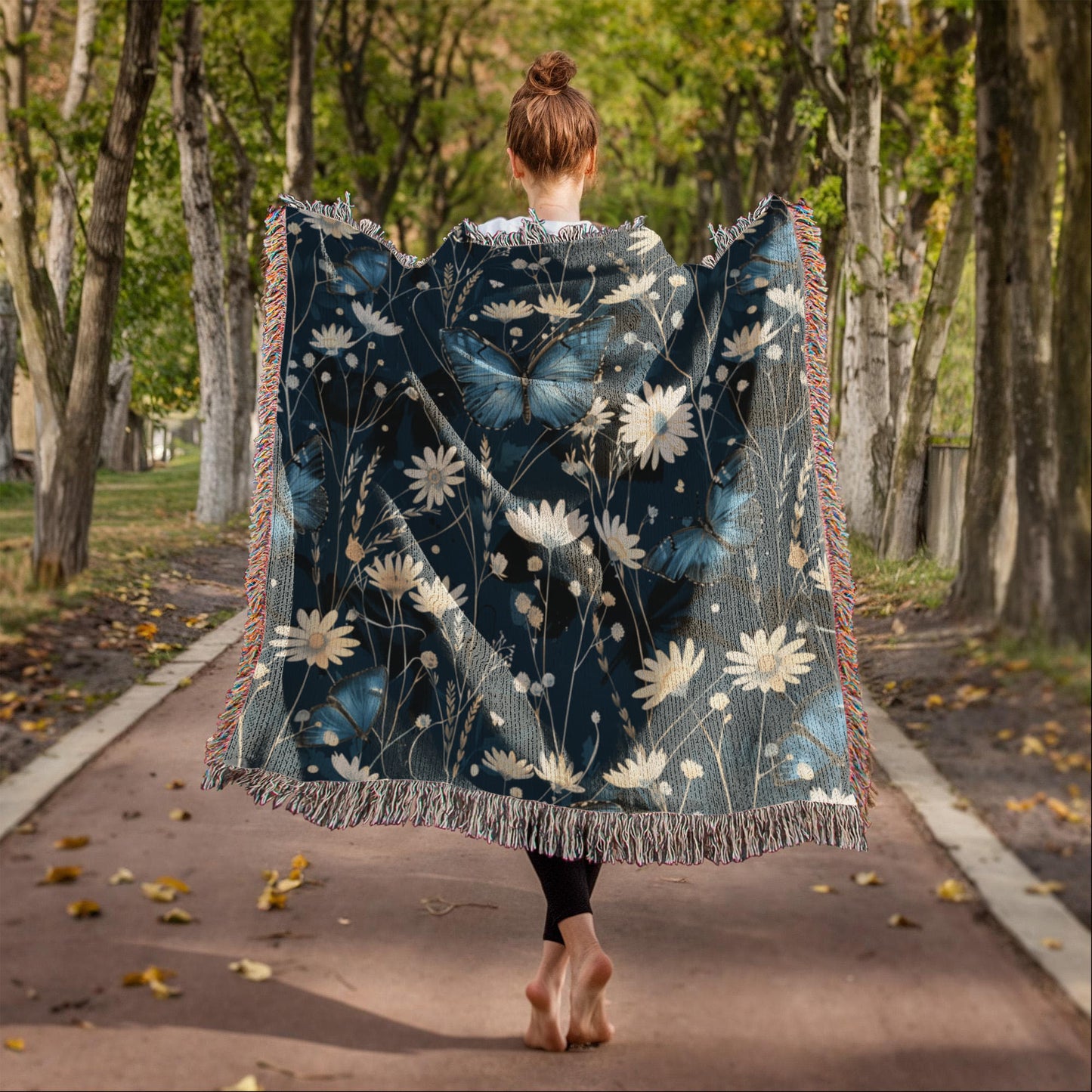 Butterflies And Flowers Pattern 017 - 50" x 60" Heirloom Woven Blanket