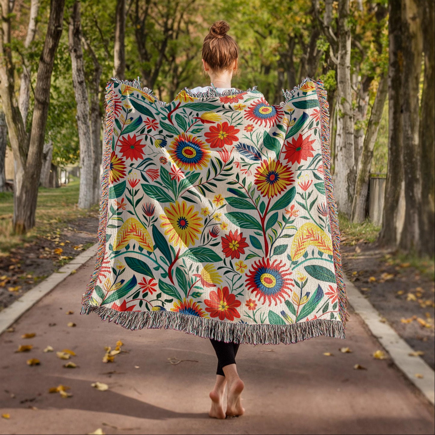 Mexican Floral Fiesta Pattern 023 - 50" x 60" Heirloom Woven Blanket