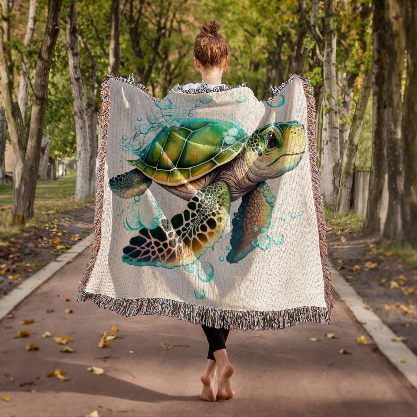 Cute Sea Turtle 005 - 50" x 60" Heirloom Woven Blanket