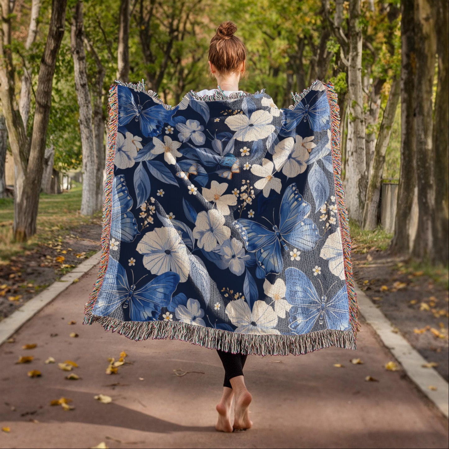 Butterflies And Flowers Pattern 006 - 50" x 60" Heirloom Woven Blanket