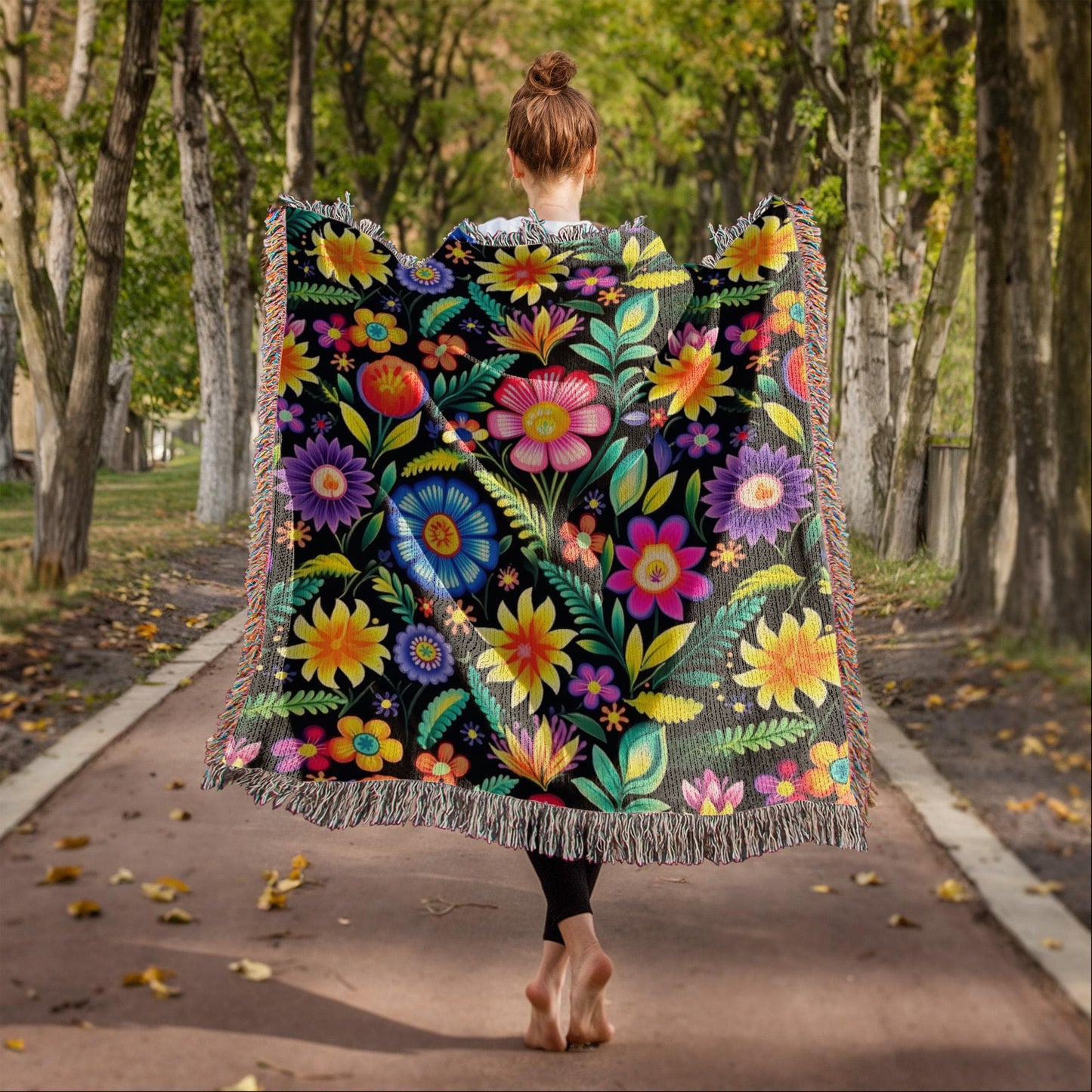 Mexican Floral Fiesta Pattern 029 - 50" x 60" Heirloom Woven Blanket