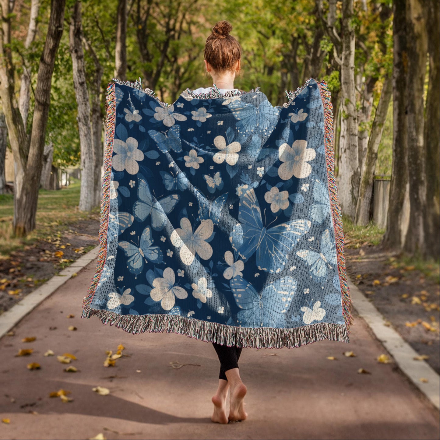 Butterflies And Flowers Pattern 024 - 50" x 60" Heirloom Woven Blanket