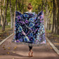 Blue And Purple Floral Pattern 025 - 50" x 60" Heirloom Woven Blanket