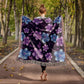 Blue And Purple Floral Pattern 009 - 50" x 60" Heirloom Woven Blanket