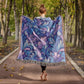 Blue And Purple Floral Pattern 010 - 50" x 60" Heirloom Woven Blanket