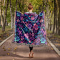 Blue And Purple Floral Pattern 015 - 50" x 60" Heirloom Woven Blanket