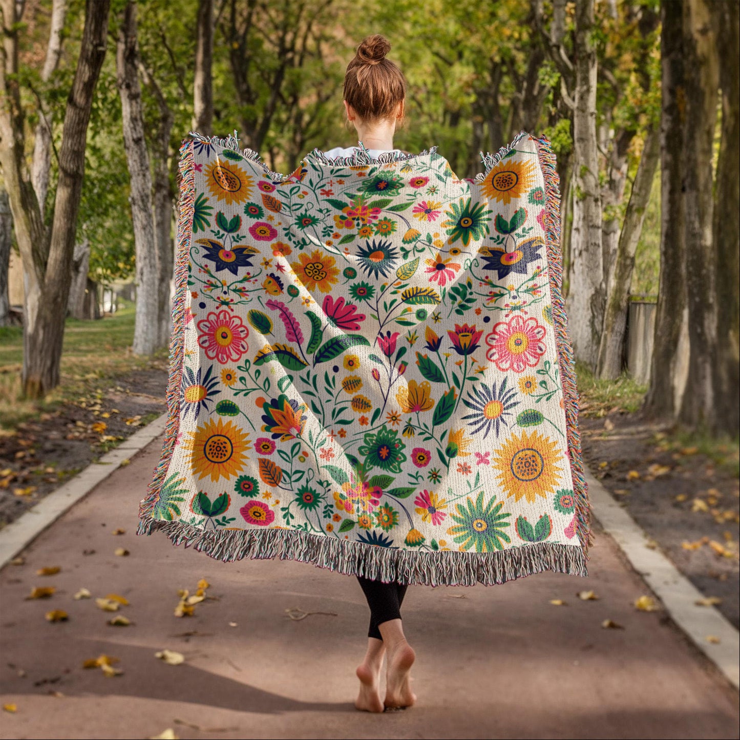 Mexican Floral Fiesta Pattern 015 - 50" x 60" Heirloom Woven Blanket