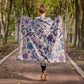 Blue And Purple Floral Pattern 027 - 50" x 60" Heirloom Woven Blanket