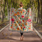 Mexican Floral Fiesta Pattern 004 - 50" x 60" Heirloom Woven Blanket