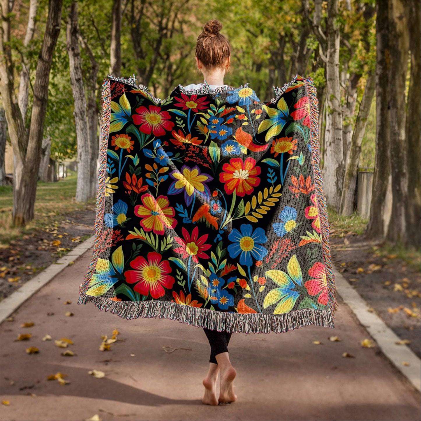Mexican Floral Fiesta Pattern 035 - 50" x 60" Heirloom Woven Blanket