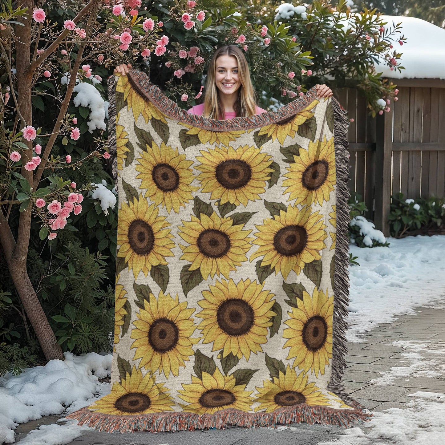 Spring Flowers Pattern 009 - 60" x 80" Heirloom Woven Blanket