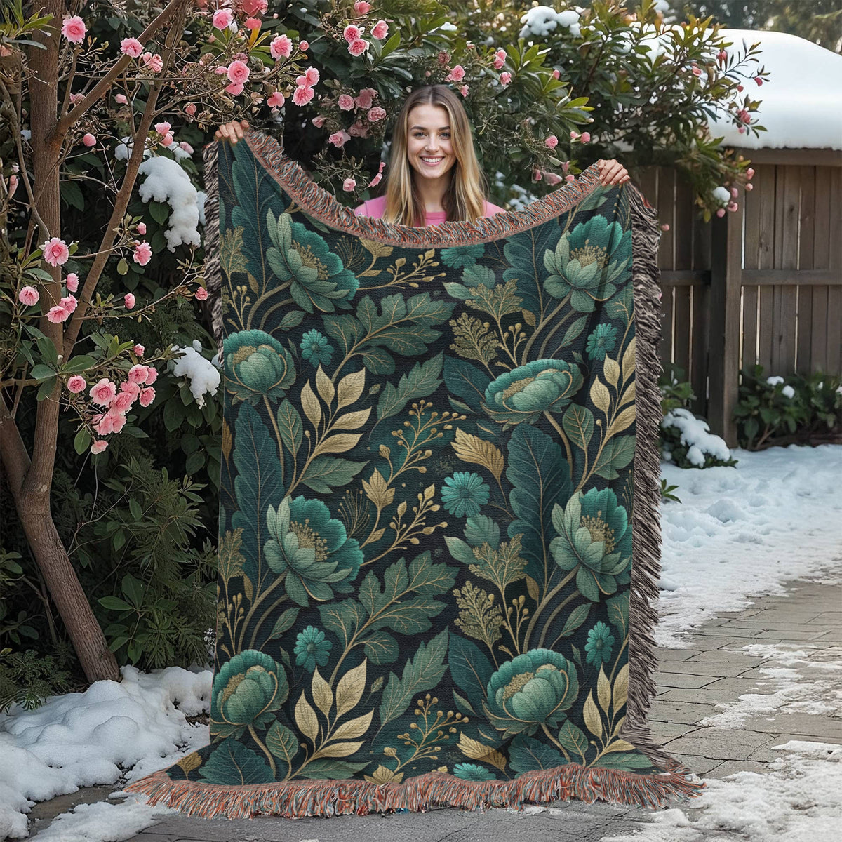 Oversized Floral Pattern 003 - 60" x 80" Heirloom Woven Blanket