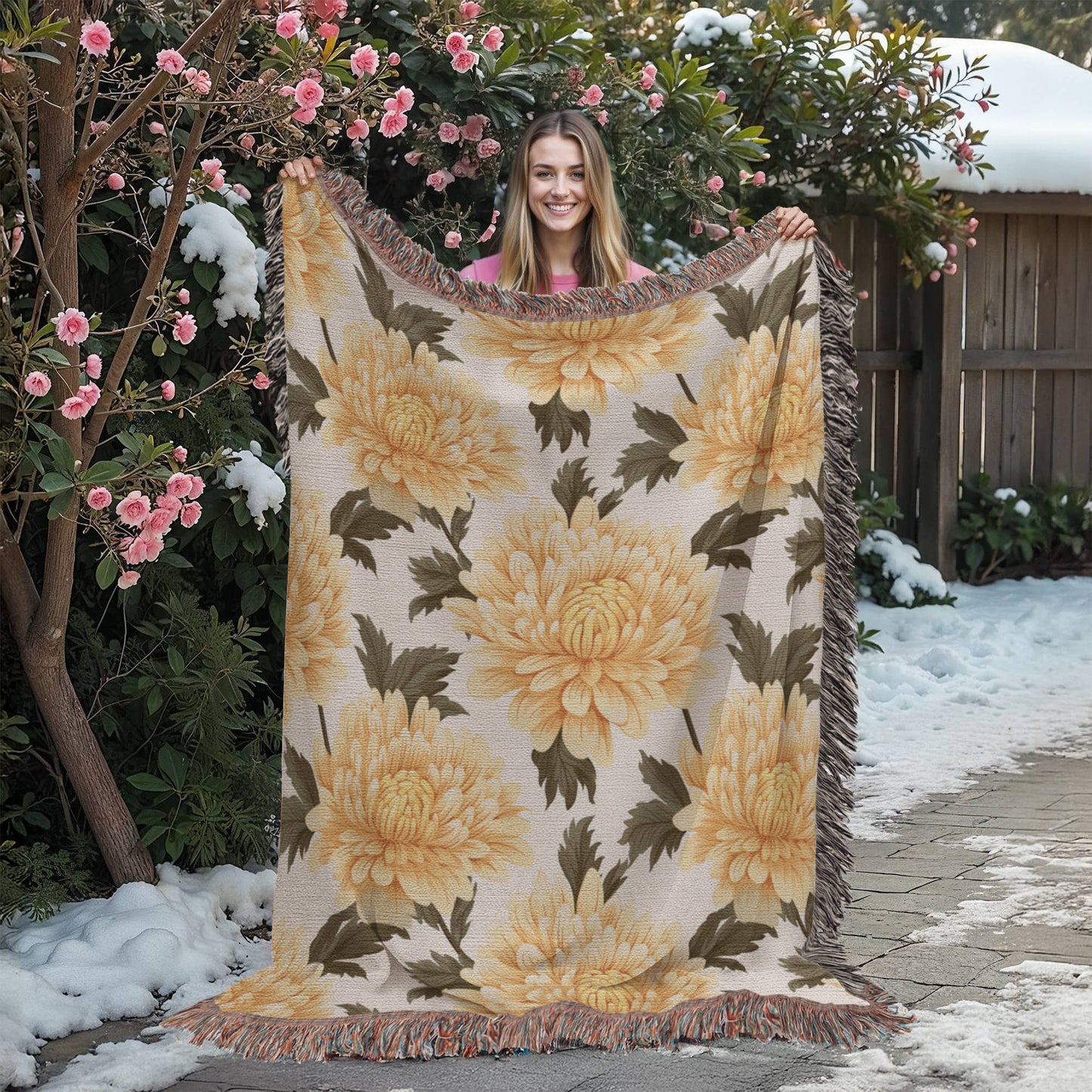 Spring Flowers Pattern 003 - 60" x 80" Heirloom Woven Blanket