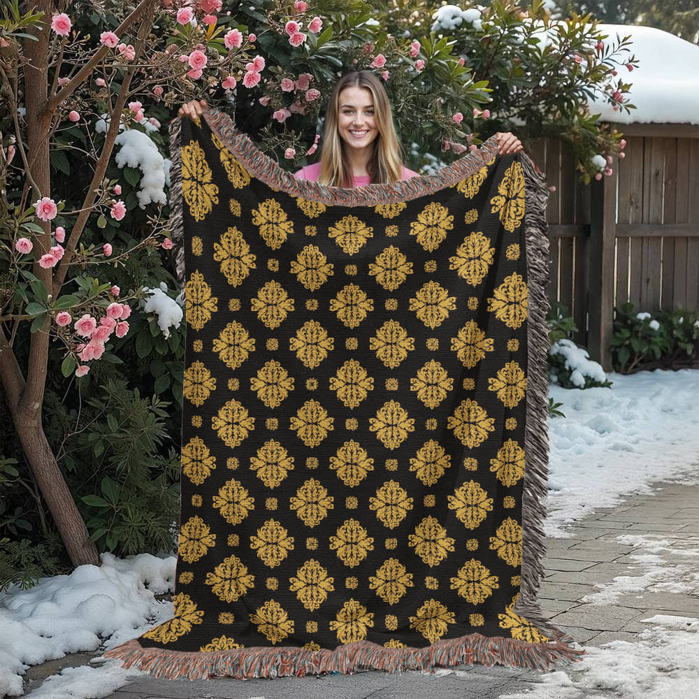 Damask Pattern 027 - 60" x 80" Heirloom Woven Blanket