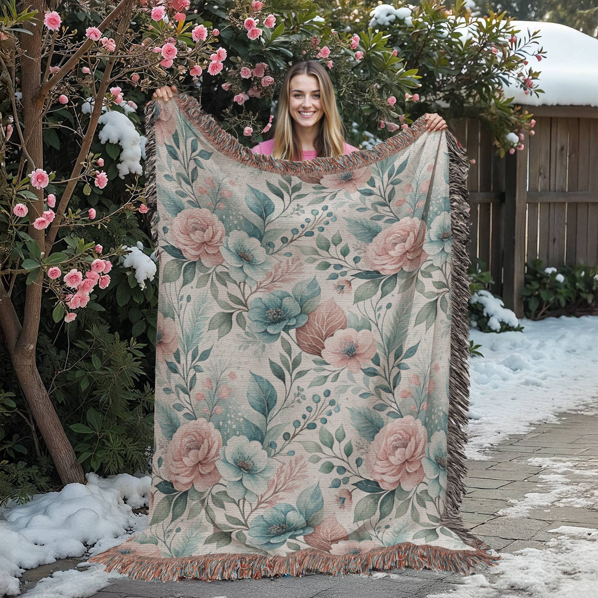 Oversized Floral Pattern 007 - 60" x 80" Heirloom Woven Blanket