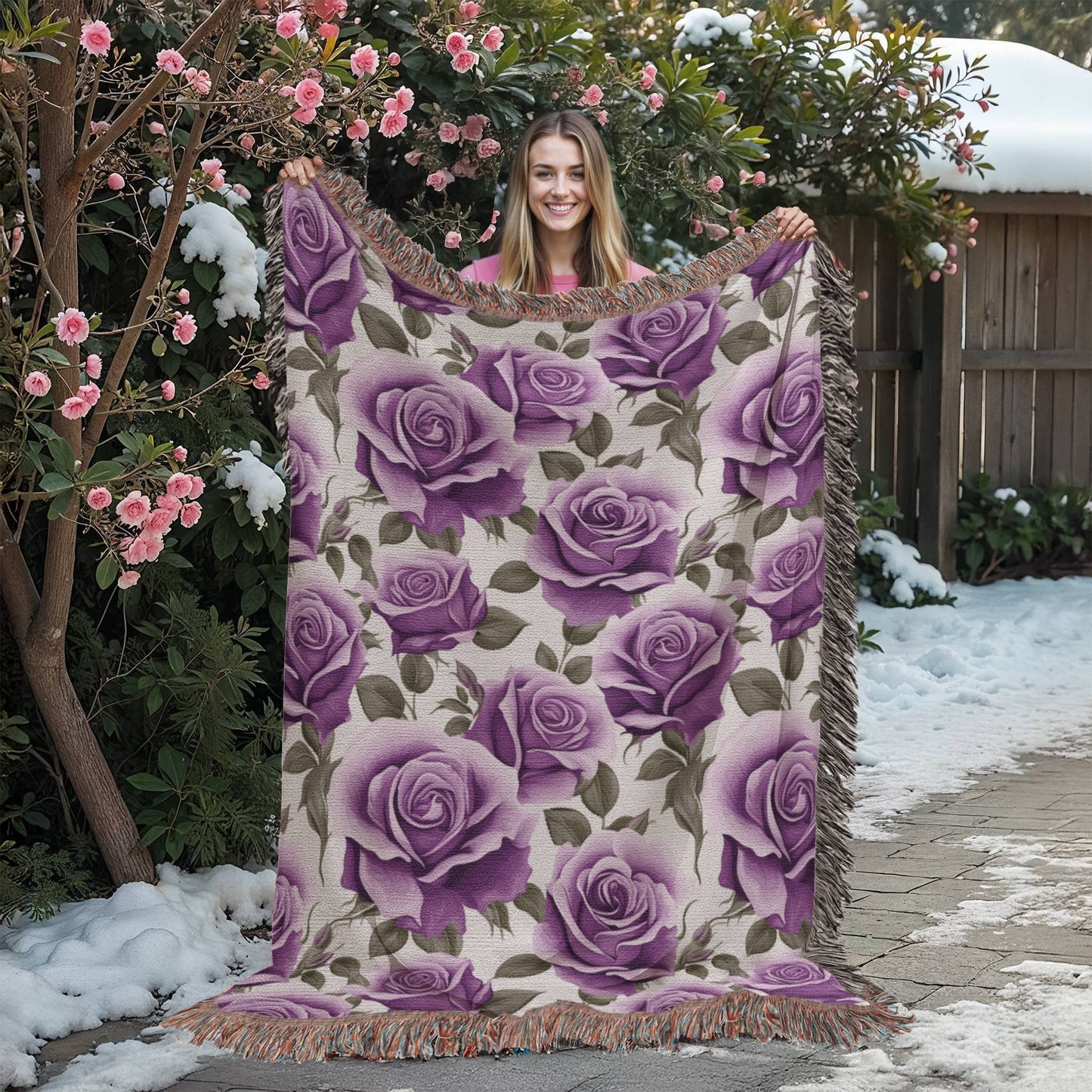 Spring Flowers Pattern 013 - 60" x 80" Heirloom Woven Blanket
