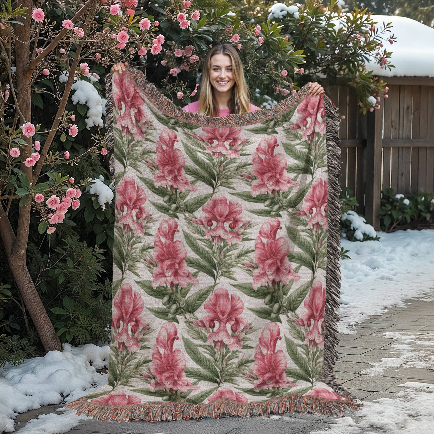 Spring Flowers Pattern 011 - 60" x 80" Heirloom Woven Blanket
