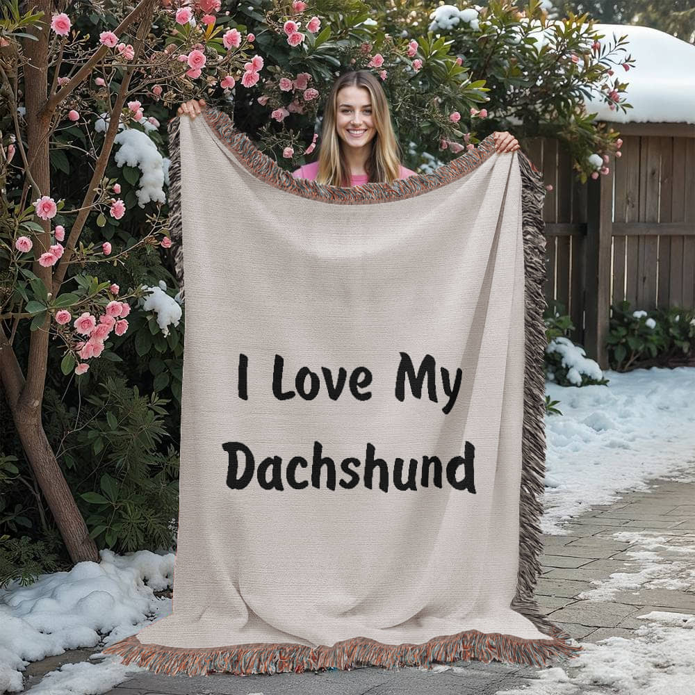Love My Dachshund v4 - 60" x 80" Heirloom Woven Blanket