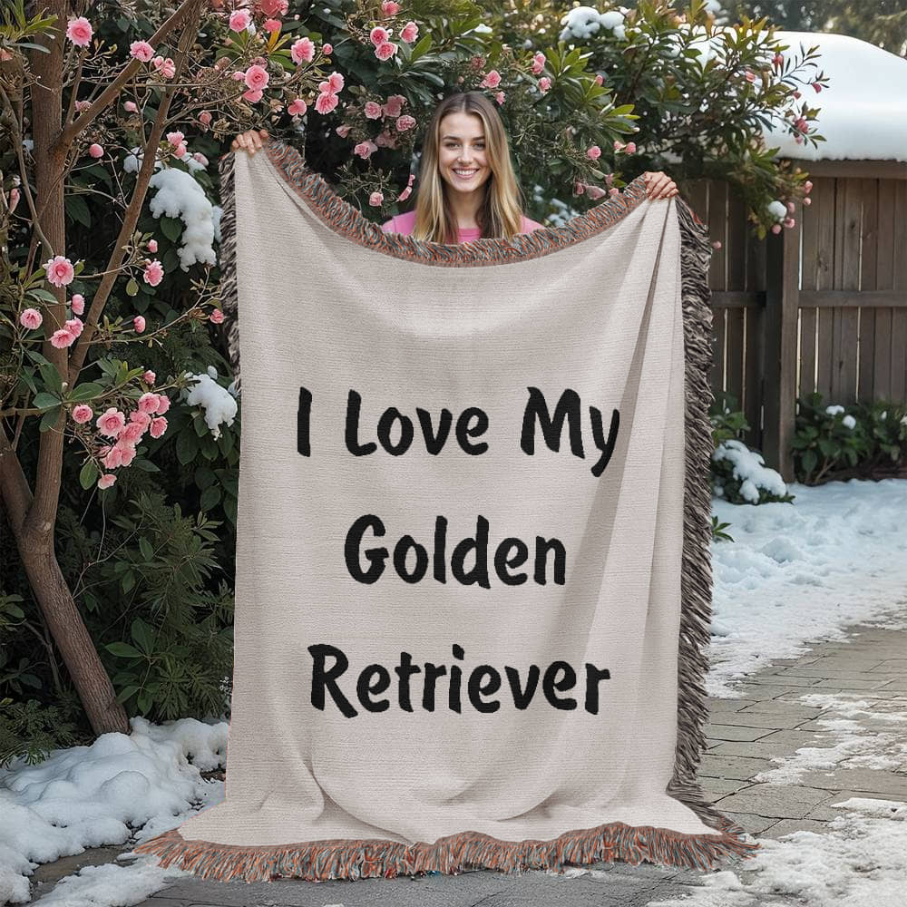 Love My Golden Retriever v4 - 60" x 80" Heirloom Woven Blanket