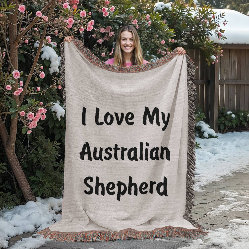Love My Australian Shepherd v4 - 60" x 80" Heirloom Woven Blanket