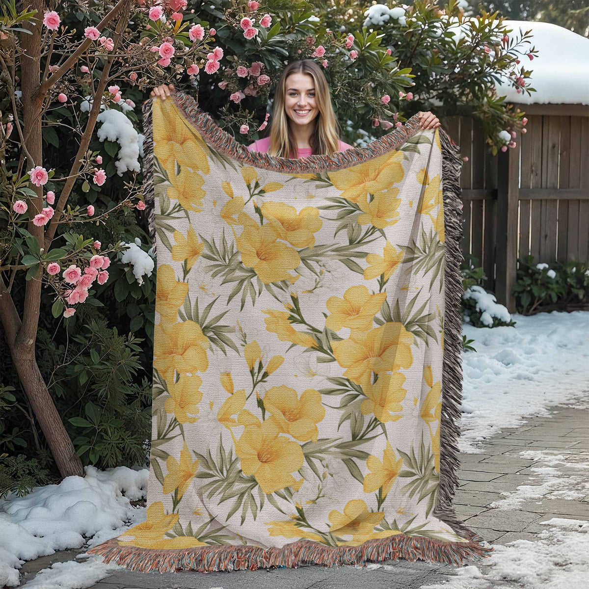 Spring Flowers Pattern 015 - 60" x 80" Heirloom Woven Blanket