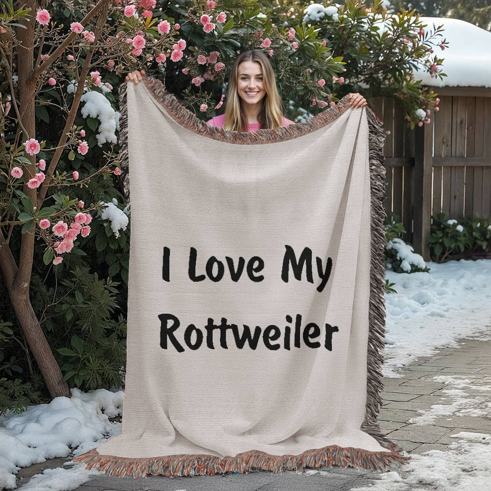 Love My Rottweiler v4 - 60" x 80" Heirloom Woven Blanket