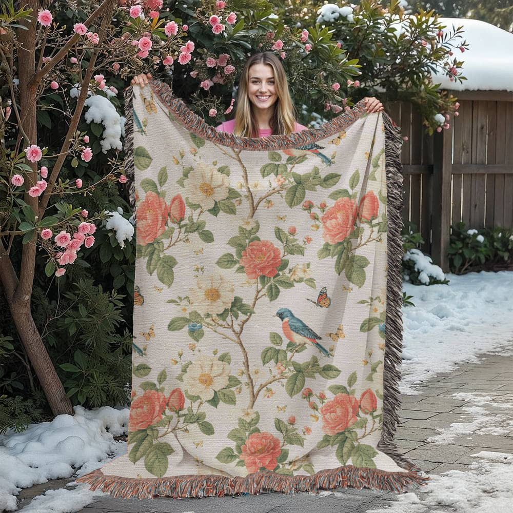 Chinoiserie Pattern 034 - 60" x 80" Heirloom Woven Blanket