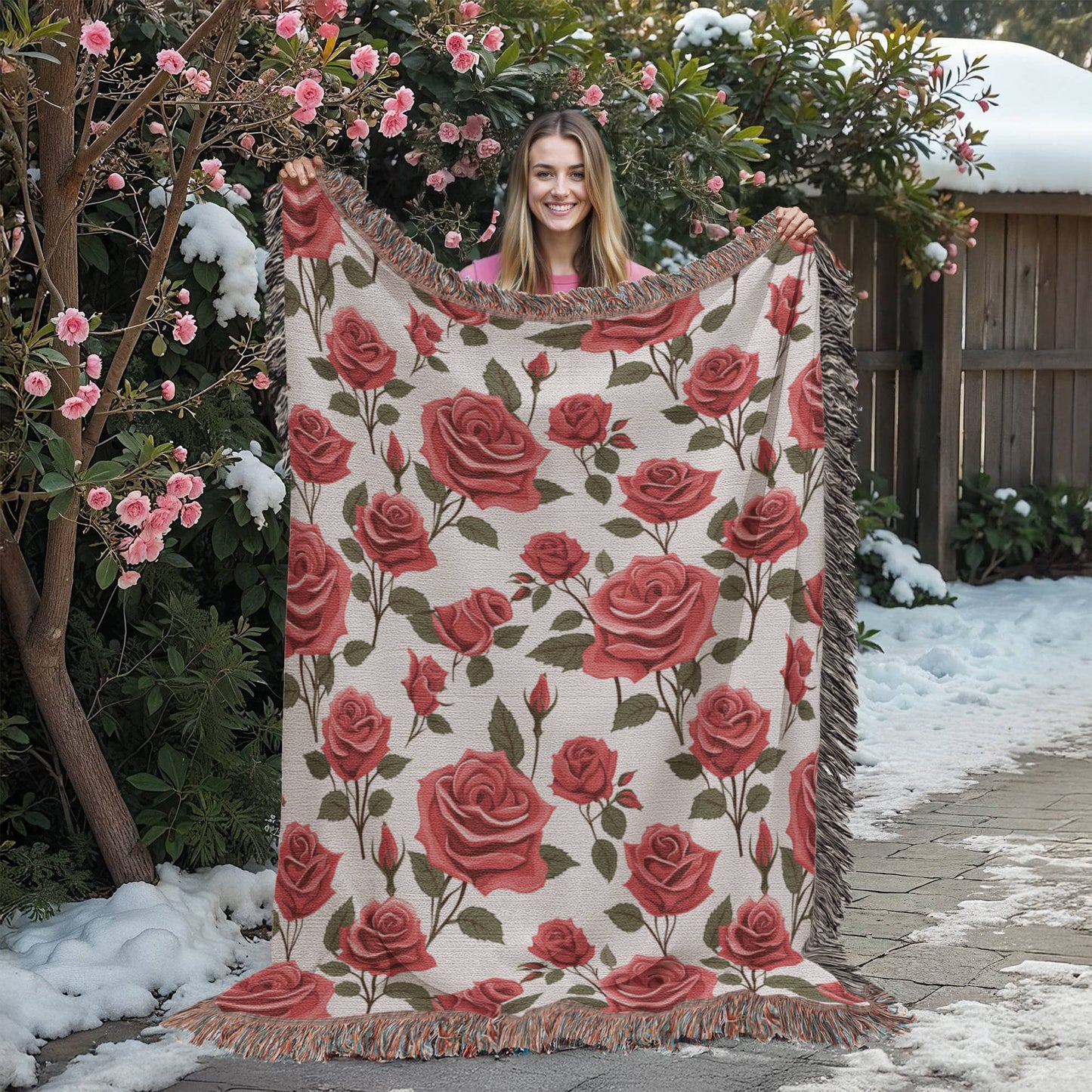 Spring Flowers Pattern 020 - 60" x 80" Heirloom Woven Blanket