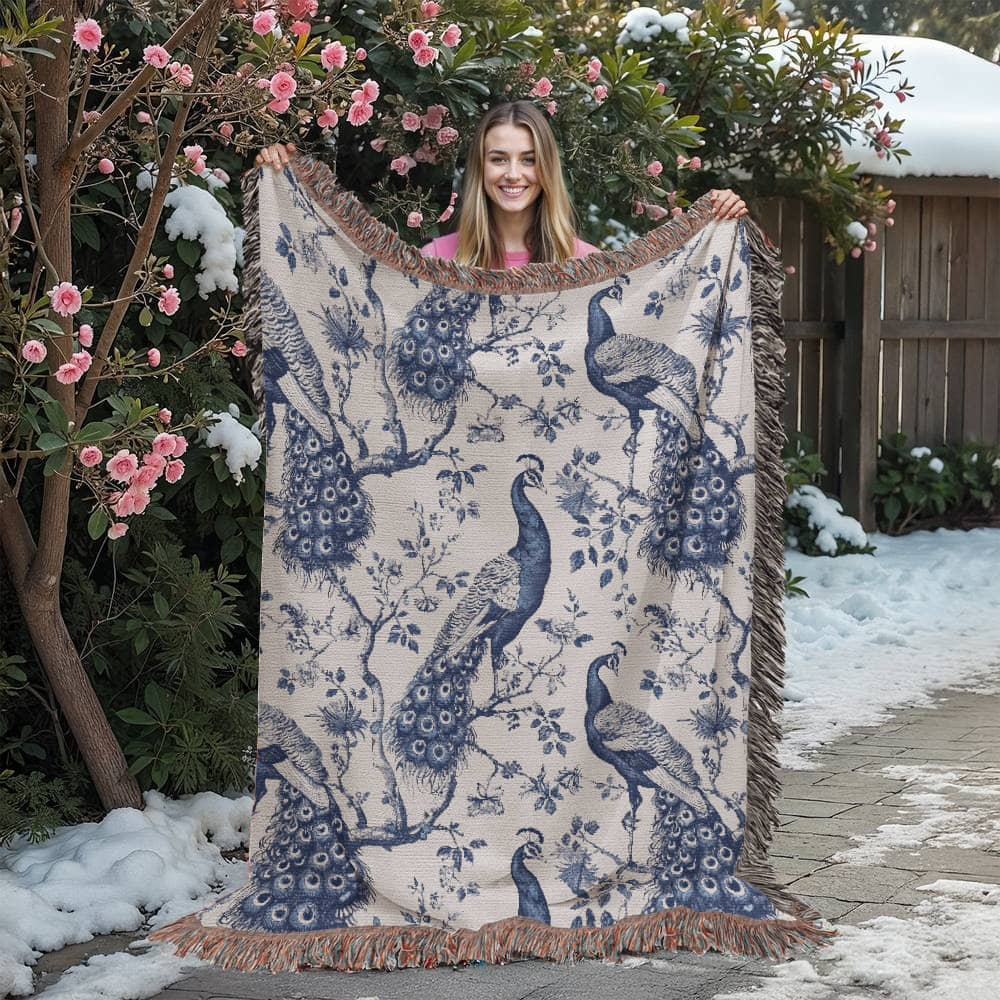 Chinese Ornament Pattern 005 - 60" x 80" Heirloom Woven Blanket