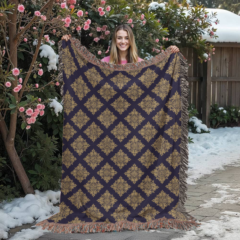 Damask Pattern 016 - 60" x 80" Heirloom Woven Blanket